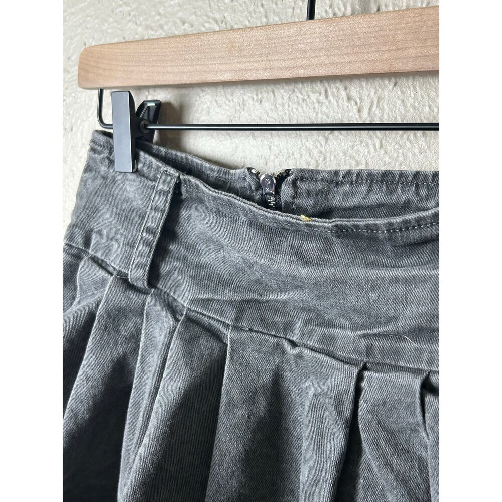 Vintage Y2K Micro Mini Skirt Size Small Skort Black Denim Skater Preppy Grunge - Picture 5 of 10